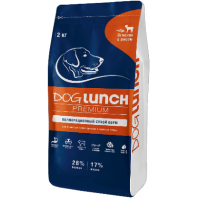 Dog Lunch Premium Сухой корм для собак средних и крупных пород с ягненком и рисом 2 кг.