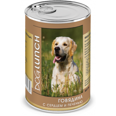 Dog Lunch консервы для собак «Говядина с сердцем и печенью в желе» 410 гр.