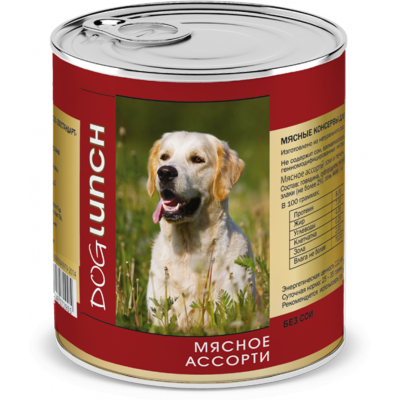 Dog Lunch консервы для собак «Мясное ассорти в желе» 750 гр.