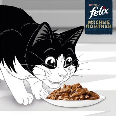 FELIX® Влажный корм Мясные ломтики для взрослых кошек с уткой 75 гр