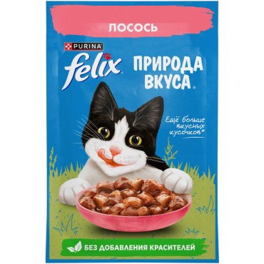 FELIX® Влажный корм Природа вкуса для взрослых кошек с лососем в соусе 75 гр
