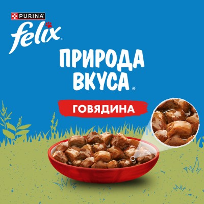 FELIX® Влажный корм Природа вкуса для взрослых кошек с говядиной в соусе 75 гр
