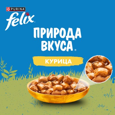 FELIX® Влажный корм Природа вкуса для взрослых кошек с курицей в соусе 75 гр