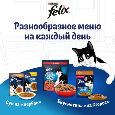 FELIX® Влажный корм Аппетитные кусочки для взрослых кошек с ягненком в желе 75 гр