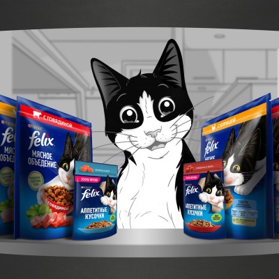 Felix Сухой корм Мясное объедение для взрослых кошек с курицей 600 гр