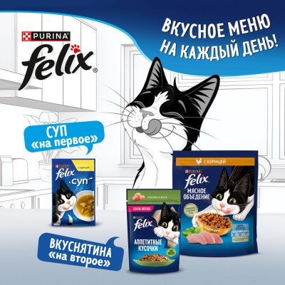 Felix Сухой корм Мясное объедение для взрослых кошек с курицей 3 кг
