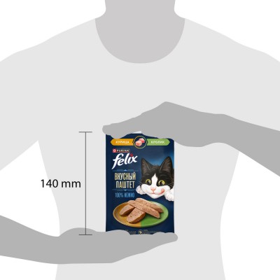 FELIX® Влажный корм Вкусный паштет для взрослых кошек со вкусом курицы и кролика 75 гр