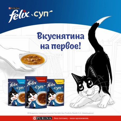 FELIX® Влажный корм Суп для взрослых кошек с треской 48 гр
