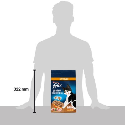Felix Сухой корм Двойная вкуснятина для взрослых кошек с птицей 1,3 кг