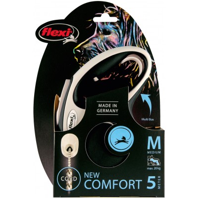 Flexi рулетка NEW LINE Comfort М (до 20 кг) трос 5 м серый/черный
