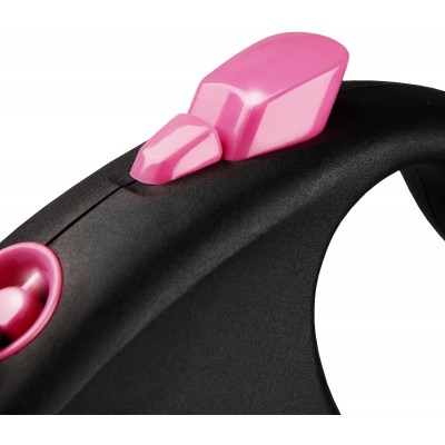 Flexi рулетка Black Design M (до 25 кг) 5 м лента черный/розовый