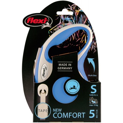 Flexi рулетка NEW LINE Comfort S (до 15 кг) лента 5 м серый/синий