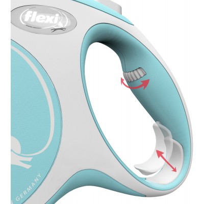 Flexi рулетка NEW LINE Comfort M (до 25 кг) лента 5 м серый/голубой