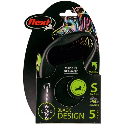 Flexi рулетка Black Design S (до 12 кг) 5 м трос черный/зеленый