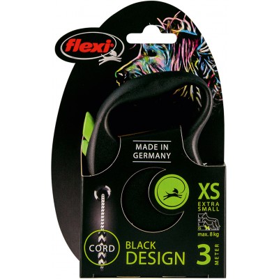 Flexi рулетка Black Design XS (до 8 кг) 3 м трос черный/зеленый