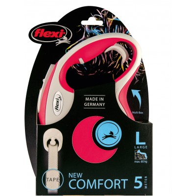 Flexi рулетка NEW LINE Comfort L (до 60 кг) лента 5 м серый/красный