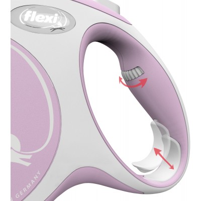 Flexi рулетка NEW LINE Comfort M (до 25 кг) лента 5 м серый/розовый