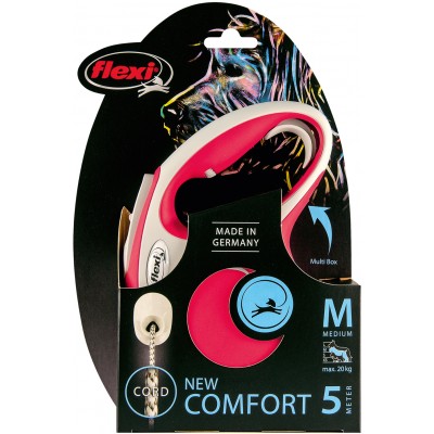 Flexi рулетка NEW LINE Comfort М (до 20 кг) трос 5 м серый/красный