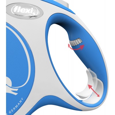 Flexi рулетка NEW LINE Comfort L (до 50 кг) лента 8 м серый/синий