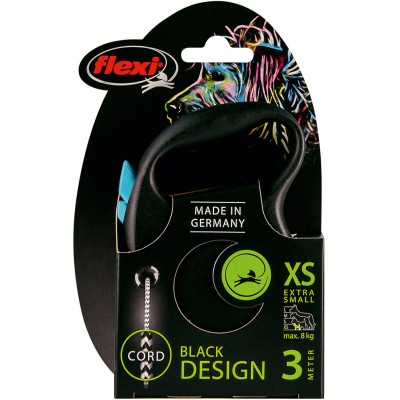Flexi рулетка Black Design XS (до 8 кг) 3 м трос черный/голубой