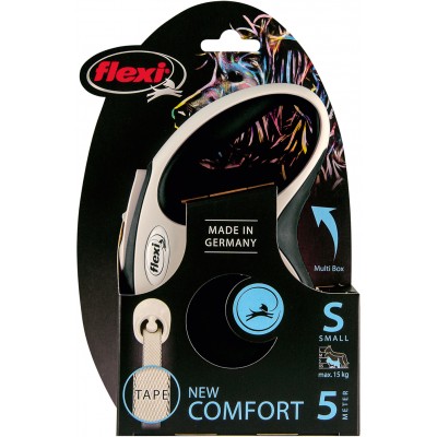Flexi рулетка NEW LINE Comfort S (до 15 кг) лента 5 м серый/черный