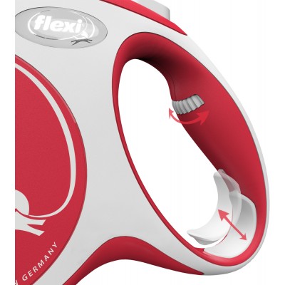 Flexi рулетка NEW LINE Comfort M (до 25 кг) лента 5 м серый/красный