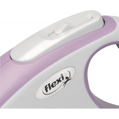 Flexi рулетка NEW LINE Comfort M (до 25 кг) лента 5 м серый/розовый