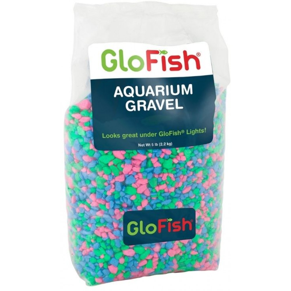 GloFish Гравий Розовый/ зеленый/голубой, с GLO вкраплениями, 2.26кг