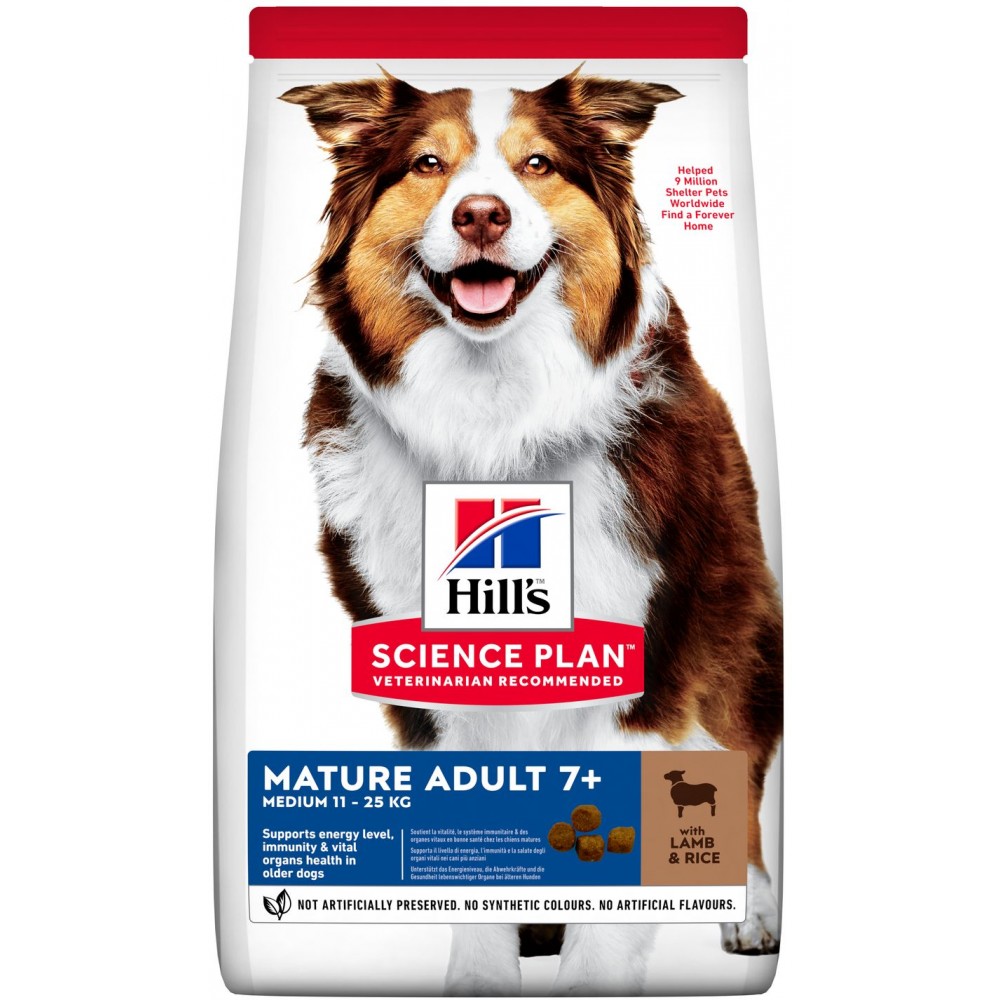 Hill's Science Plan Medium Adult 7+ Сухой корм для собак средних пород старшего возраста с ягненком и рисом 2.5 кг.