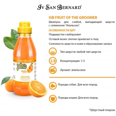 Iv San Bernard Fruit of the Grommer Orange Шампунь для слабой выпадающей шерсти с силиконом 500 мл.