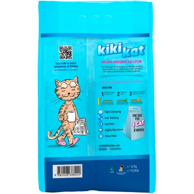 KikiKat Бентонитовый наполнитель для кошачьего туалета супер-белый комкующийся 10 л.