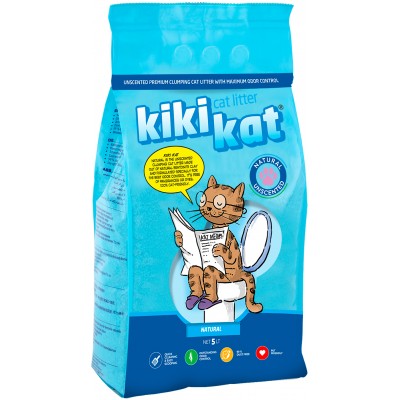 KikiKat Бентонитовый наполнитель для кошачьего туалета супер-белый комкующийся 5 л.