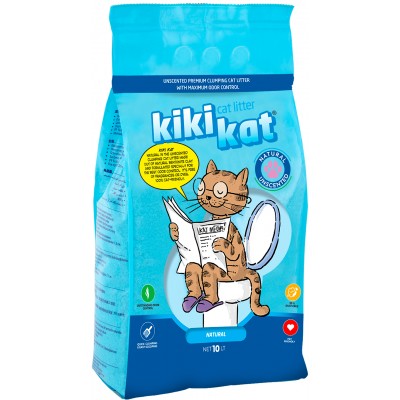 KikiKat Бентонитовый наполнитель для кошачьего туалета супер-белый комкующийся 10 л.