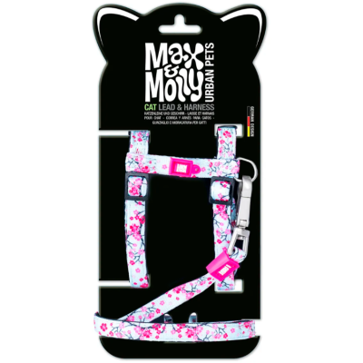 Max & Molly Комплект для кошек шлейка и поводок, Сакура