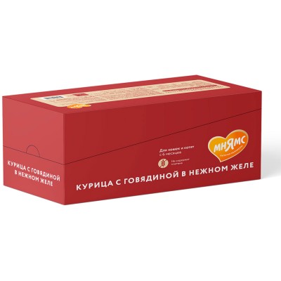 Мнямс На каждый день Влажный корм для кошек и котят старше 6 месяцев курица с говядиной в нежном желе 80 гр
