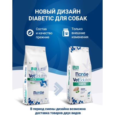 Monge VetSolution Dog Diabetic Диетический корм для собак при сахарном диабете 12 кг