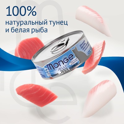 Monge jelly Adult Влажный корм для взрослых кошек с желтоперым тунцом и белой рыбой 80 гр.