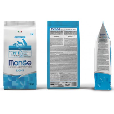 Monge Dog Speciality Light корм для собак всех пород низкокалорийный лосось с рисом 2,5 кг.
