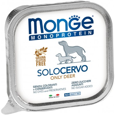 Monge Dog Monoprotein Solo консервы для собак паштет из оленины 150 гр.