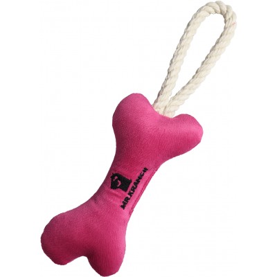 Mr.Kranch Игрушка для собак мелких и средних пород косточка с канатом, ярко розовая