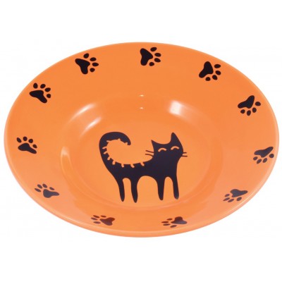 Mr.Kranch Миска керамическая блюдце для кошек 140 мл оранжевая
