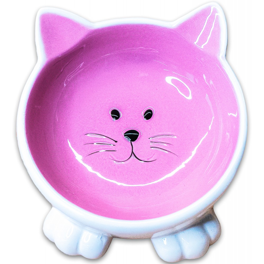 Mr.Kranch Миска керамическая Мордочка кошки на ножках 100 мл розовая