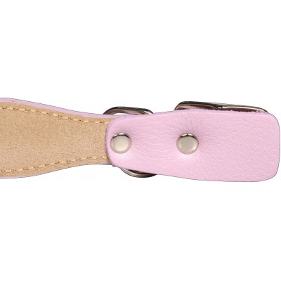 Mr.Kranch Ошейник для собак из натуральной кожи с QR-адресником, 25-30 см. нежно-розовый