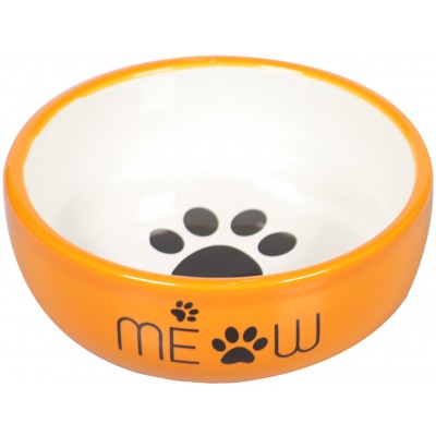 Mr.Kranch Миска керамическая для кошек MEOW 380 мл, оранжевая