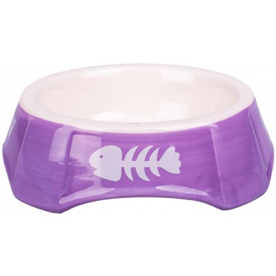 Mr.Kranch Миска керамическая для кошек 140 мл фиолетовая с рыбками