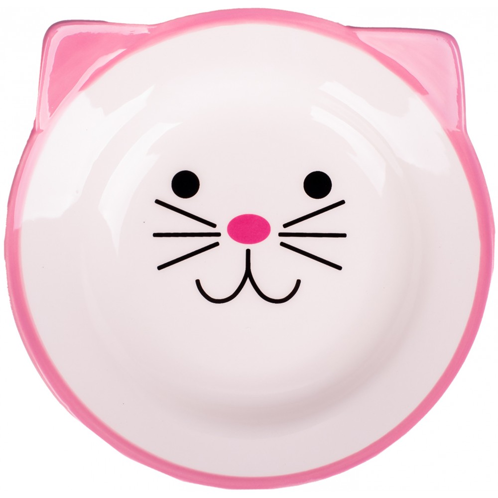 Mr.Kranch Миска керамическая для кошек Мордочка кошки 150 мл розовая