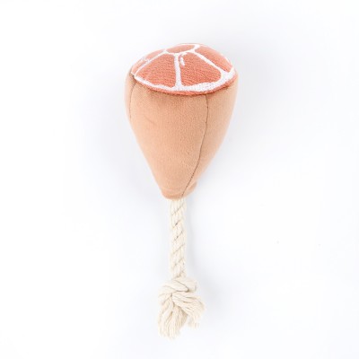 Mr.Kranch игрушка для собак мелких и средних пород Рулька с пищалкой и канатом 7х20см, коричневый