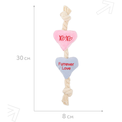 Mr.Kranch Игрушка для собак Канат с сердечками 30*8 см розовая