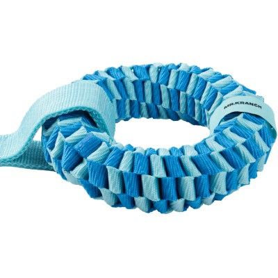 Игрушка-перетяжка Mr.Kranch для собак Плетеное кольцо-спираль двойное на ленте диаметр 12 см голубая