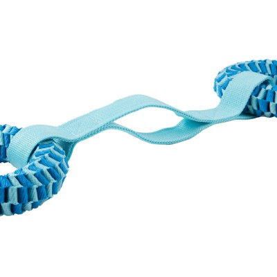 Игрушка-перетяжка Mr.Kranch для собак Плетеное кольцо-спираль двойное на ленте диаметр 12 см голубая